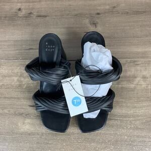 A New Day Women's Mule Heels Slide Open Toes Sandals - Black Size 7.5